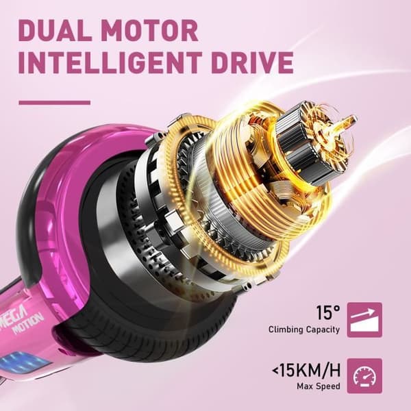 MEGA MOTION Hoverboard Pink and Kart Black Pack, 2 hjul Hoverboard 6,5" LED-lampor med Bluetooth-högtalare