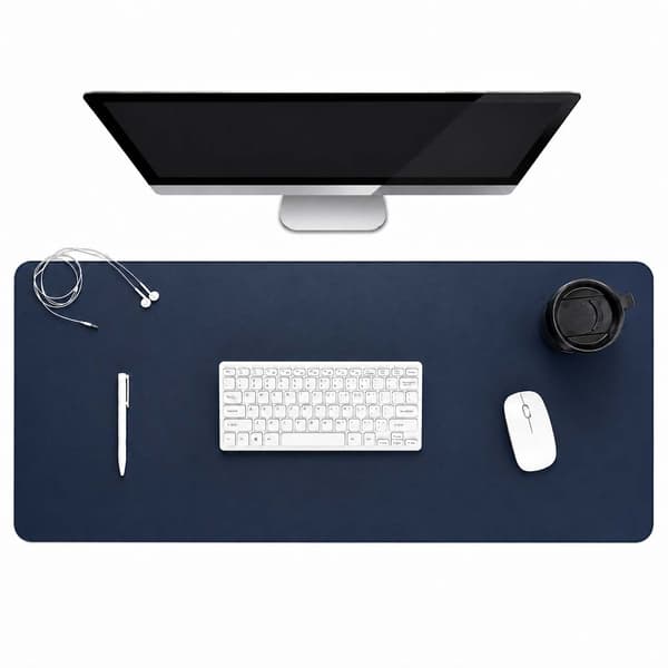 Mørkeblått skrivebordsmatte Deskmat 100x50 cm PU-lær