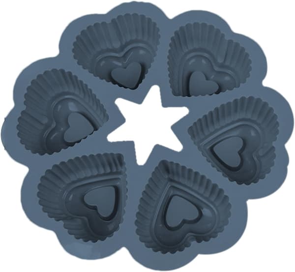 Silikonform för 6st Hjärtformade Muffins och Cupcakes