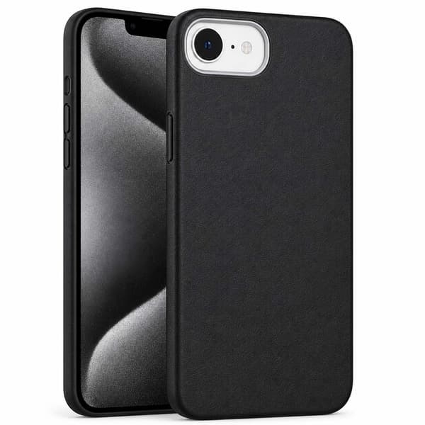 Tynd TPU-cover med læderfinish til iPhone 16e – Sort