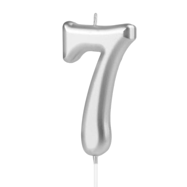 Tårtlys Siﬀre 7 Sølv 10 cm
