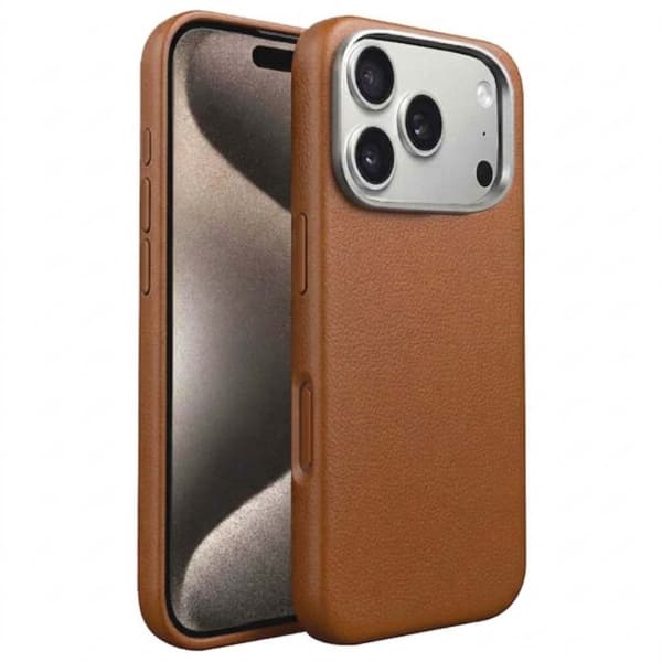 Tynt TPU-deksel med lærfinish til iPhone 17 Pro – Brun