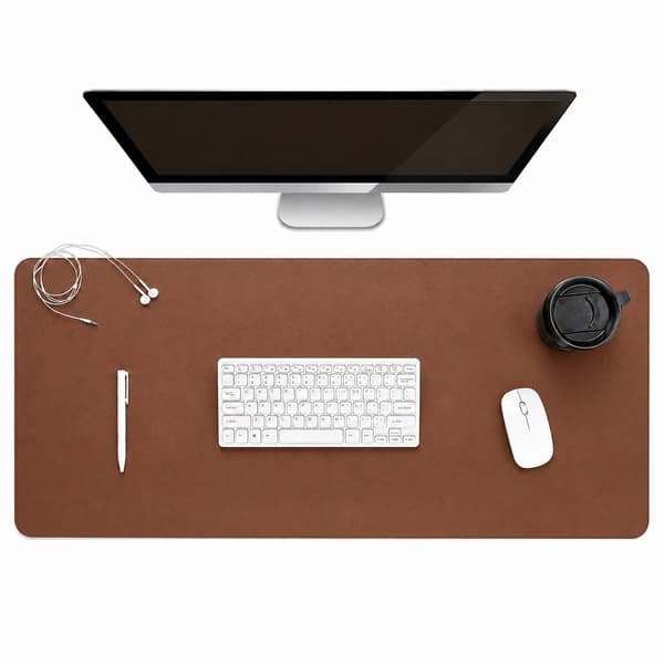 Brunt skrivebordsmatte deskmat 90x40 cm PU-lær