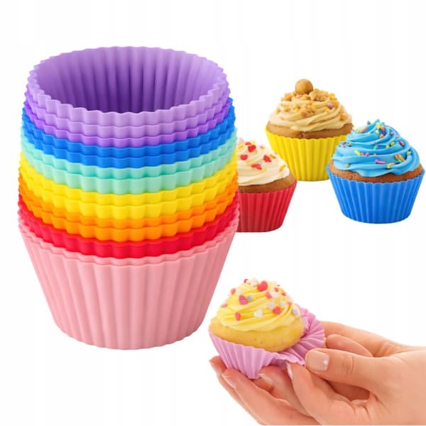 Silikoneforme til muffins & cupcakes – 12-pak genanvendelige bageforme