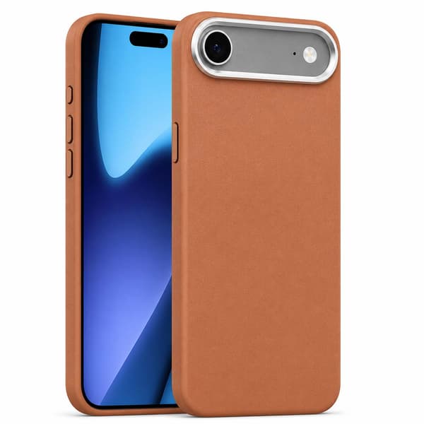 Tynd TPU-cover med læderfinish til iPhone 17 Air – Brun