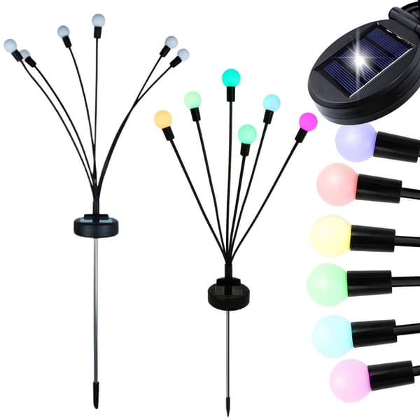 2-Pack RGB Solcellsbelysning med Markspjut Eldflugor