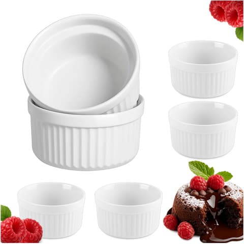 6st Ramekins Keramiska Ungsformar Suffléformar 200ml 90×46 mm