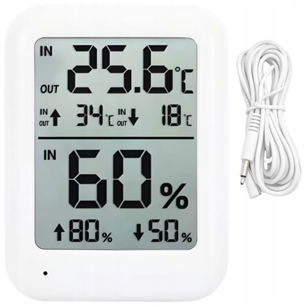 Digital vejrstation med hygrometer – indendørs/udendørs termometer med sensor & LCD-display