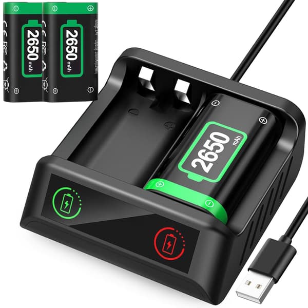 Oppladbare batterier til Xbox-kontroller – 2x 2650 mAh med USB-C-lader
