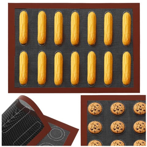 Silikonbakematte 30 x 40 cm – dobbelsidig perforert bakeplate for eclairs og macarons