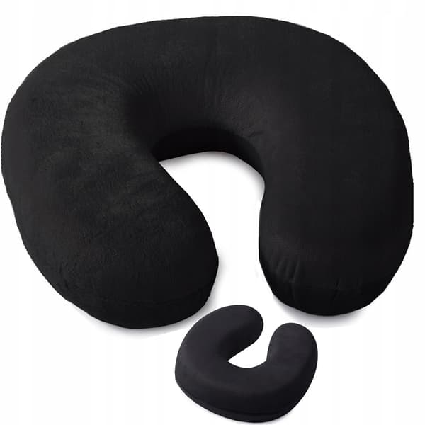 Rejsepude Memory Foam – nakkepude til bil, fly og rejser – sort