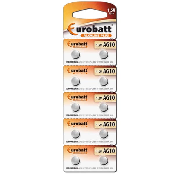 Knappecellebatteri Alkaline AG10 – BP10, 10-pakk