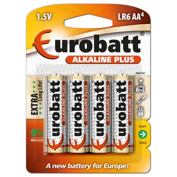 Alkaline Plus AA-batterier 4-pakning (R6)