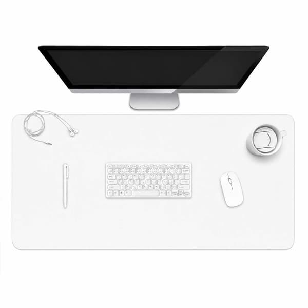Hvit skrivebordsmatte Deskmat 60x40 cm PU-lær