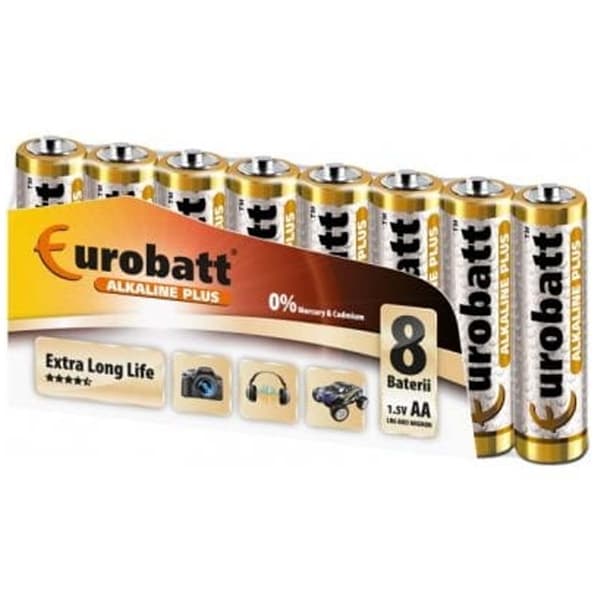 Alkaline Plus AA-batterier 8-pak Ekstra lang levetid