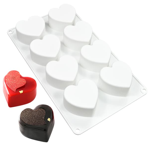 Muffinsform i silikon hjerteform 8 rom – til muffins, mousse og dessert