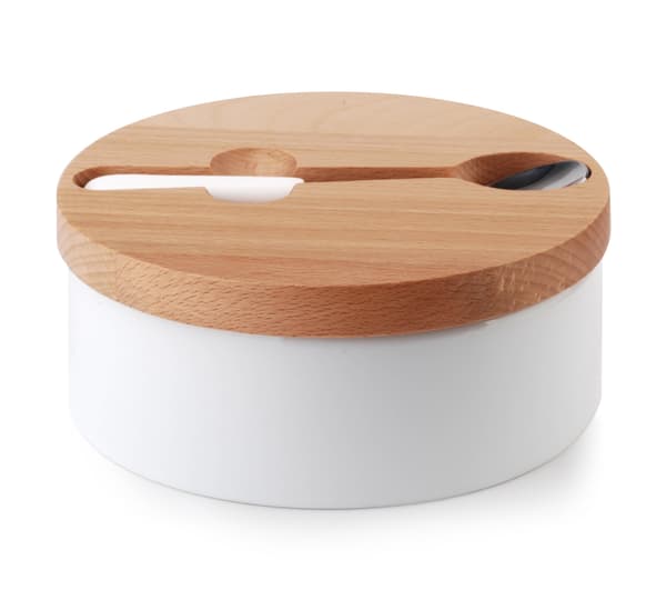 Sockerskål i porslin BASIC KITCHEN COOKINI 14,7x14,7x6 cm Vit/Natur 1-pack