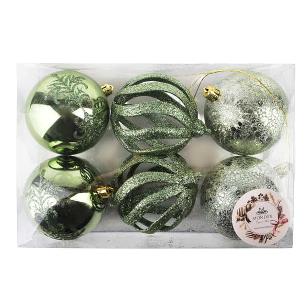 Julekugler SANTA LILA 8cm 6stk