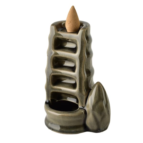 Keraaminen suitsukepidike Mondex Backflow 7x5,5x11 cm harmaa setti