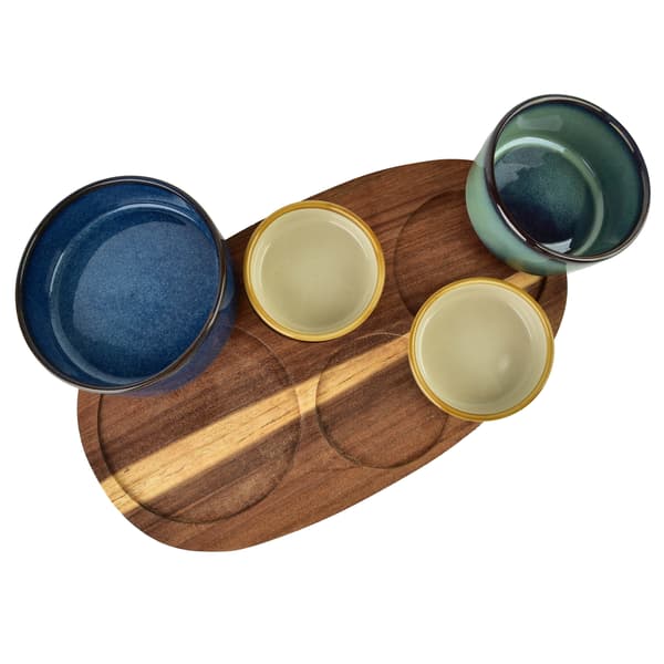 Serveringsbräda i Akaciaträ Allesken Modern Kitchen 28x16 cm Granitgrå 1 Set