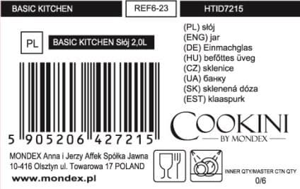 Glasburk BASIC KITCHEN 2,0L 14x14x21,5 cm Transparent 1 st