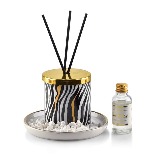 Duftdiffusor MONDEX Zebra 7,5x7,5x9 cm / 14 cm Sort/Hvid 1 sæt