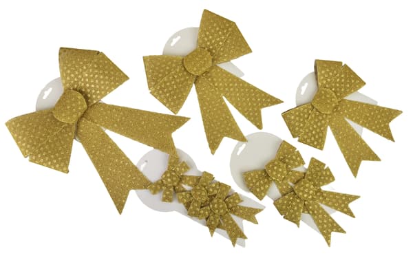 Polyester julesløjfer SANTA LILA 9,5x12cm guld 3stk