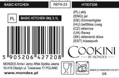 Glasbeholder BASIC KITCHEN 3,1 L 15 x 15 x 26,5 cm Klar 1 stk.