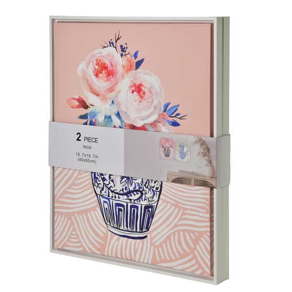 Väggtavlor Inga Vaser 40x50 Rosa Blå Set 2pc
