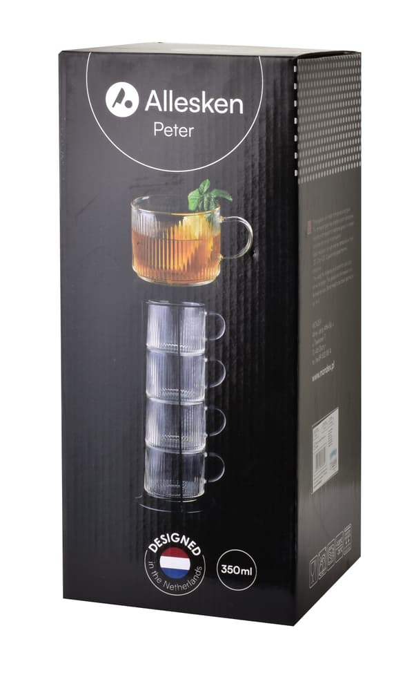 Kaffekoppar i borosilikatglas PETER Set 350 ml Transparent 4-pack