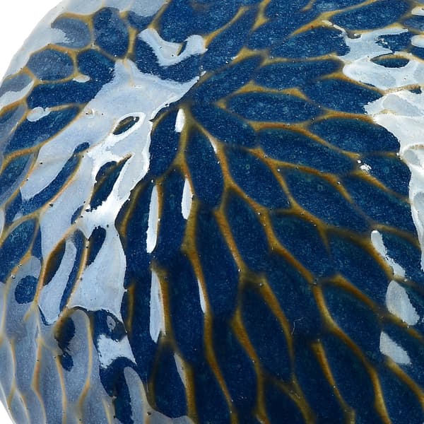 Keramisk dekorationskula Mondex Saggio Pattern 10 cm blå 1pc