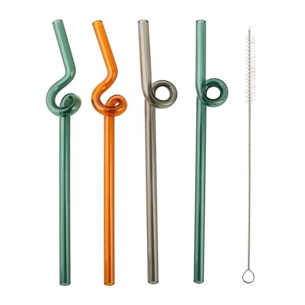 Lasinen juomapilli Peter 20cm monivärinen 4kpl