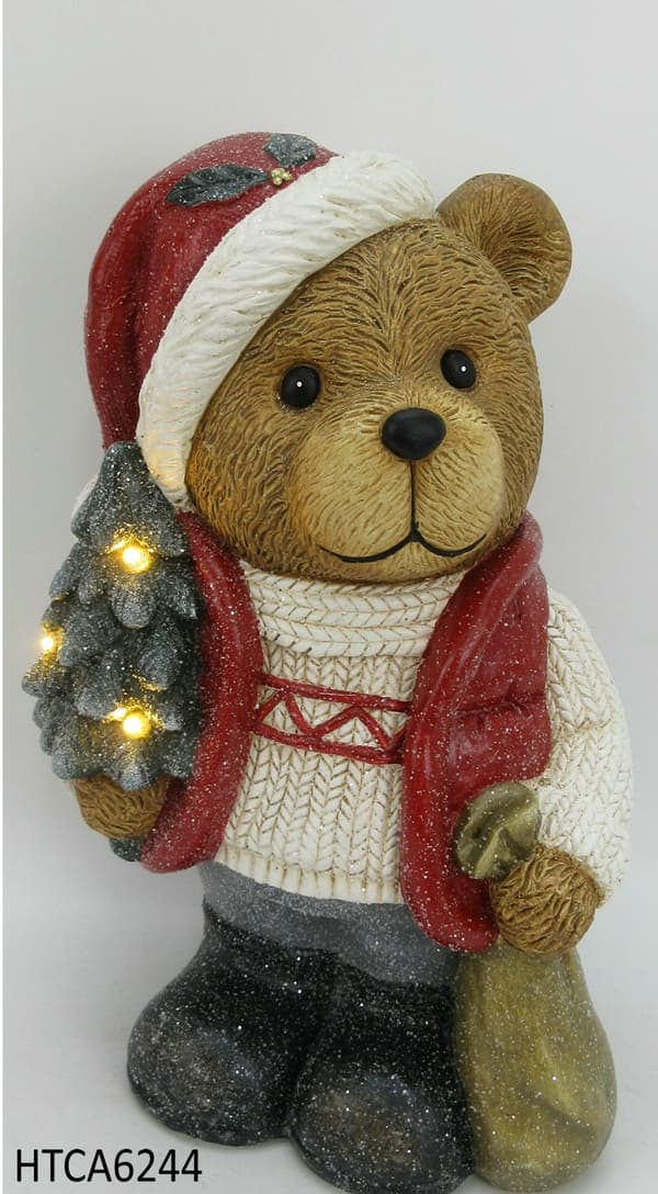 LED Figur SANTA LILA Bamse 25x19x39cm 1stk