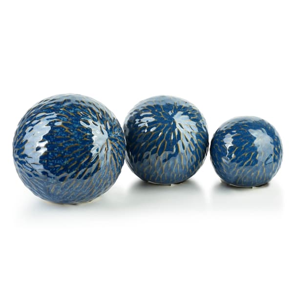 Keramisk dekorationskula Mondex Saggio Pattern 10 cm blå 1pc