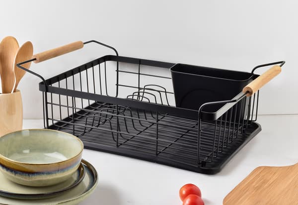 Metallinen astiateline Basic Kitchen 50,5x29,8x16,5 cm musta 1 kpl