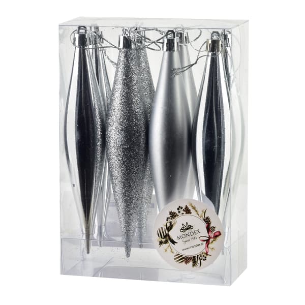 PVC istapper SANTA LILA 8 stk sølv