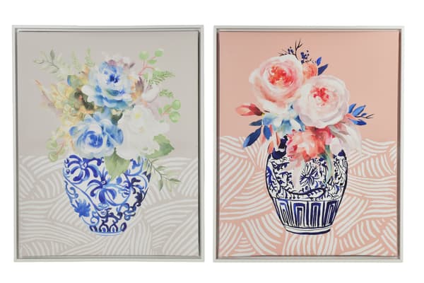 Väggtavlor Inga Vaser 40x50 Rosa Blå Set 2pc