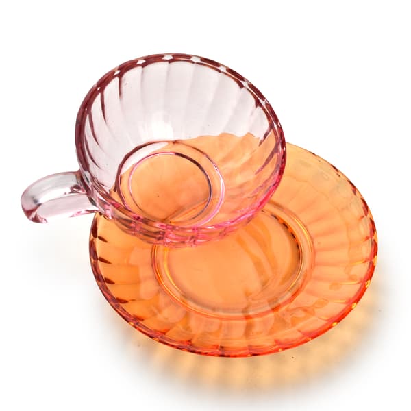 Glaskop med Underkop Vini 15.5x15.5x7 cm Orange Rosa 1 sæt