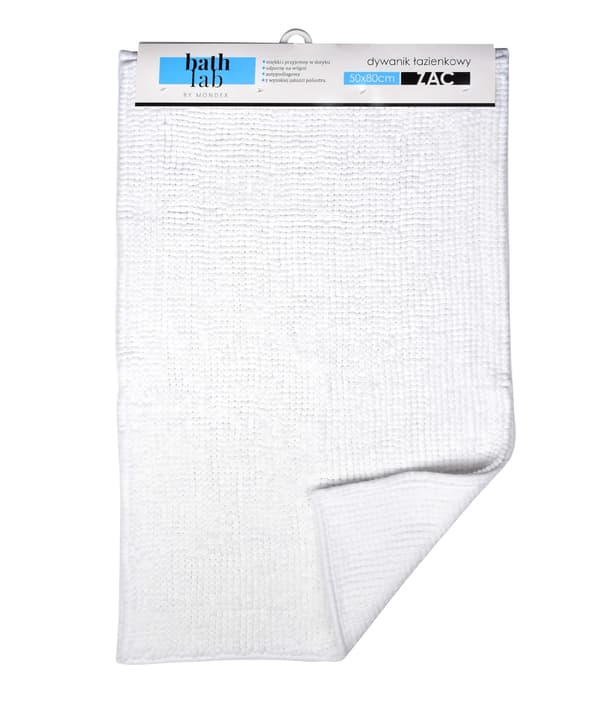 Polyesterikylpyhuonematto Bathlab Zac White 50x80 cm valkoinen 1kpl