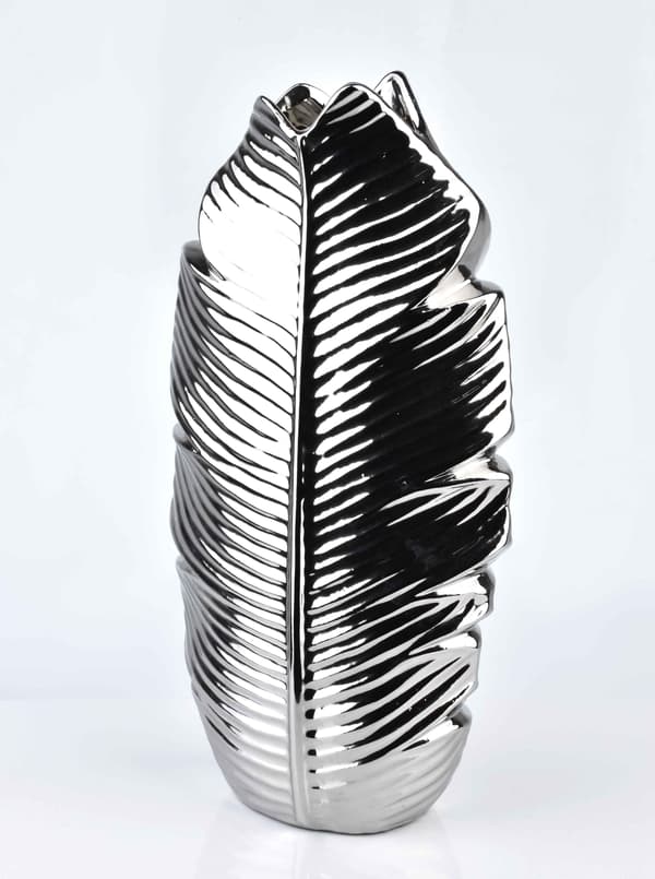 Keramisk vase MONDEX LEAF SILVER 7,5x17x35 cm Sølv