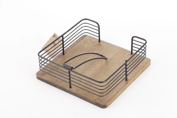 Servettställ Metall Trä Modern Kitchen 19x19x7 svart 1 st