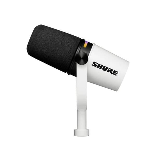 Mikrofon USB - SHURE - MV7+-W - Dynamisk - Dubbelanslutning - LED-pekskärm
