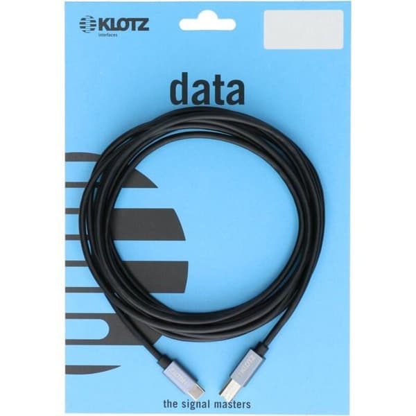 Klotz USB 2.0 USB-C / USB-B svart, längd 2 m Digital kabel