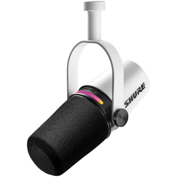 Mikrofon USB - SHURE - MV7+-W - Dynamisk - Dubbelanslutning - LED-pekskärm