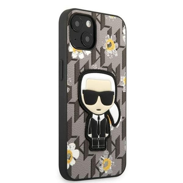 Karl Lagerfeld iPhone 13 mini Etui Blomst Iconic Karl - Grå