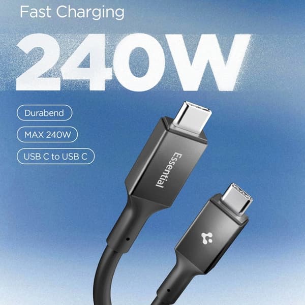 Spigen USB-C til USB-C Kabel Essential 1.2m - Sort