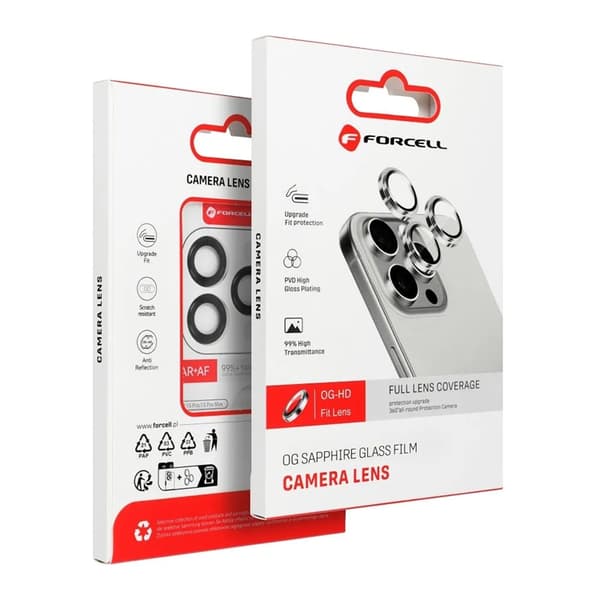 Forcell iPhone 15 Pro/15 Pro Max Härdat Glas Kameraskydd Premium