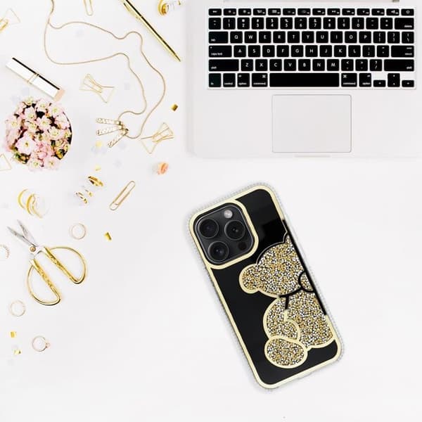 Telefontaske til iPhone 16 Bamse - Guld