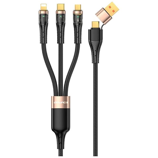 AWEI CL-228 -kaapeli 3-in-2 USB-C/Lightning/MicroUSB – Musta