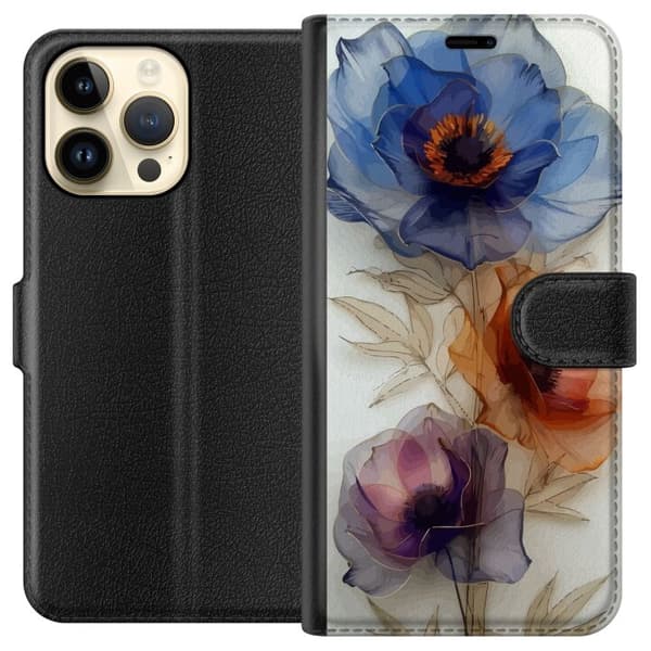 Plånboksfodral till Apple iPhone 14 Pro Max med Silkesblommor